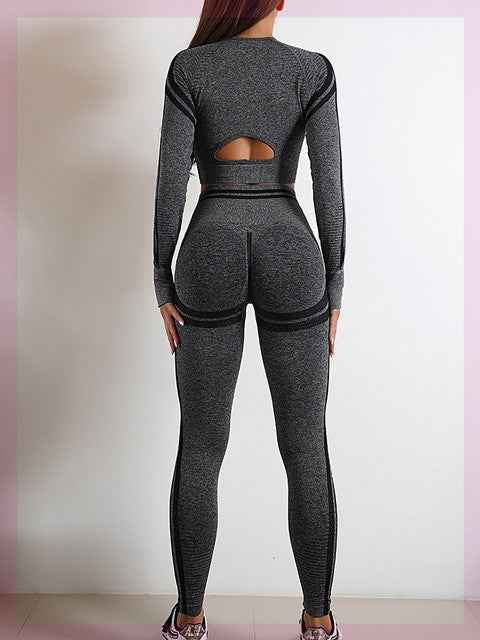 Nahtloses Sport-Set für Damen – Workout-Outfit mit Booty-Yoga-Hose