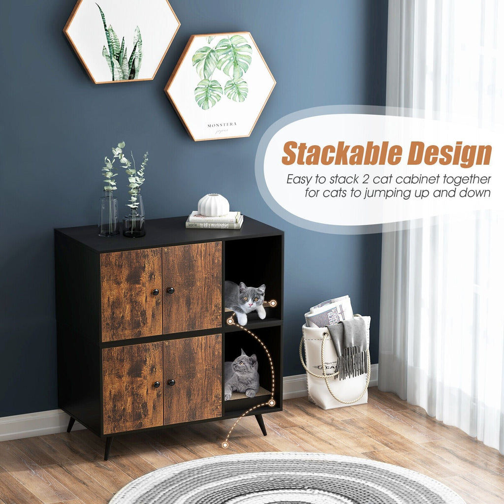 Arenero para gatos con mueble de doble puerta
