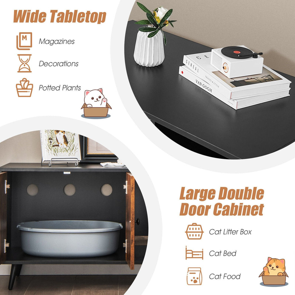 Arenero para gatos con mueble de doble puerta