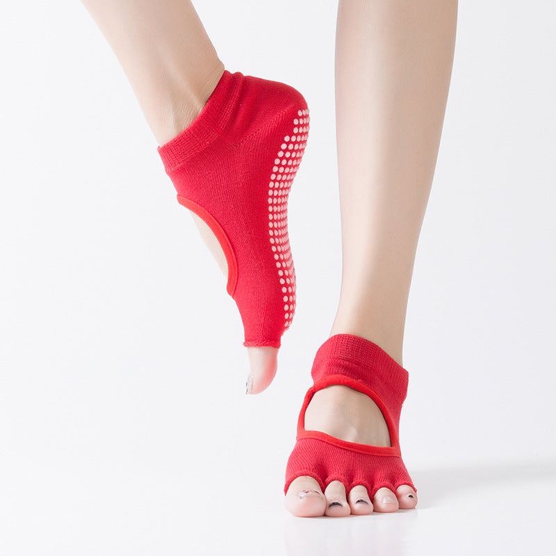 Sport-Yoga-Fitnesssocken mit Zehentrennern – rutschfeste Performance-Socken