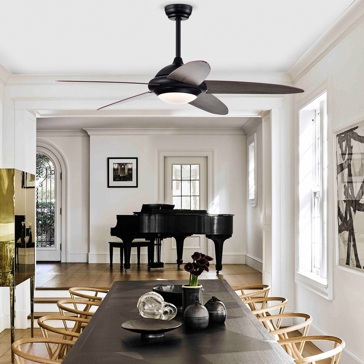 Ventilador de techo con luces y 3 tonos de luz - negro