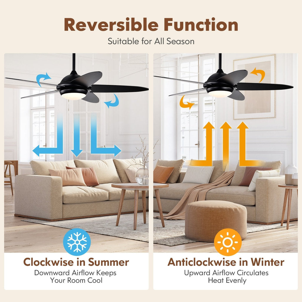 Ventilador de techo con luces y 3 tonos de luz - negro