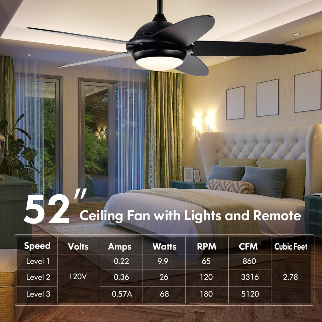 Ventilador de techo con luces y 3 tonos de luz - negro