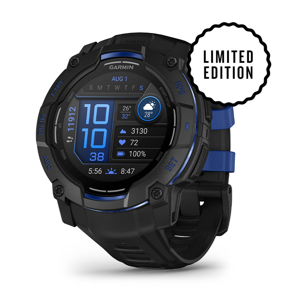 Garmin Instinct® 3 AMOLED (50 mm) - Reloj GPS resistente - Negro/Azul perno
