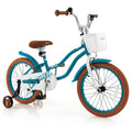 Vélo pour enfant de 18 pouces avec frein avant manuel et frein à rétropédalage, turquoise