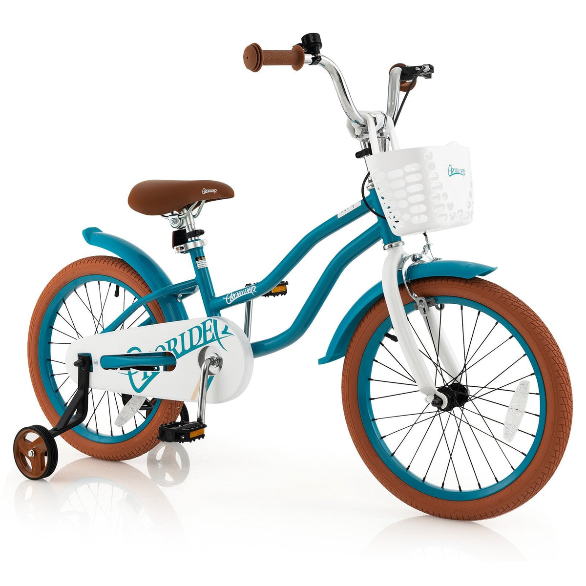 Vélo pour enfant de 18 pouces avec frein avant manuel et frein à rétropédalage, turquoise