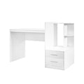 Bureau d'ordinateur de maison avec étagère à livres et tiroirs-Blanc