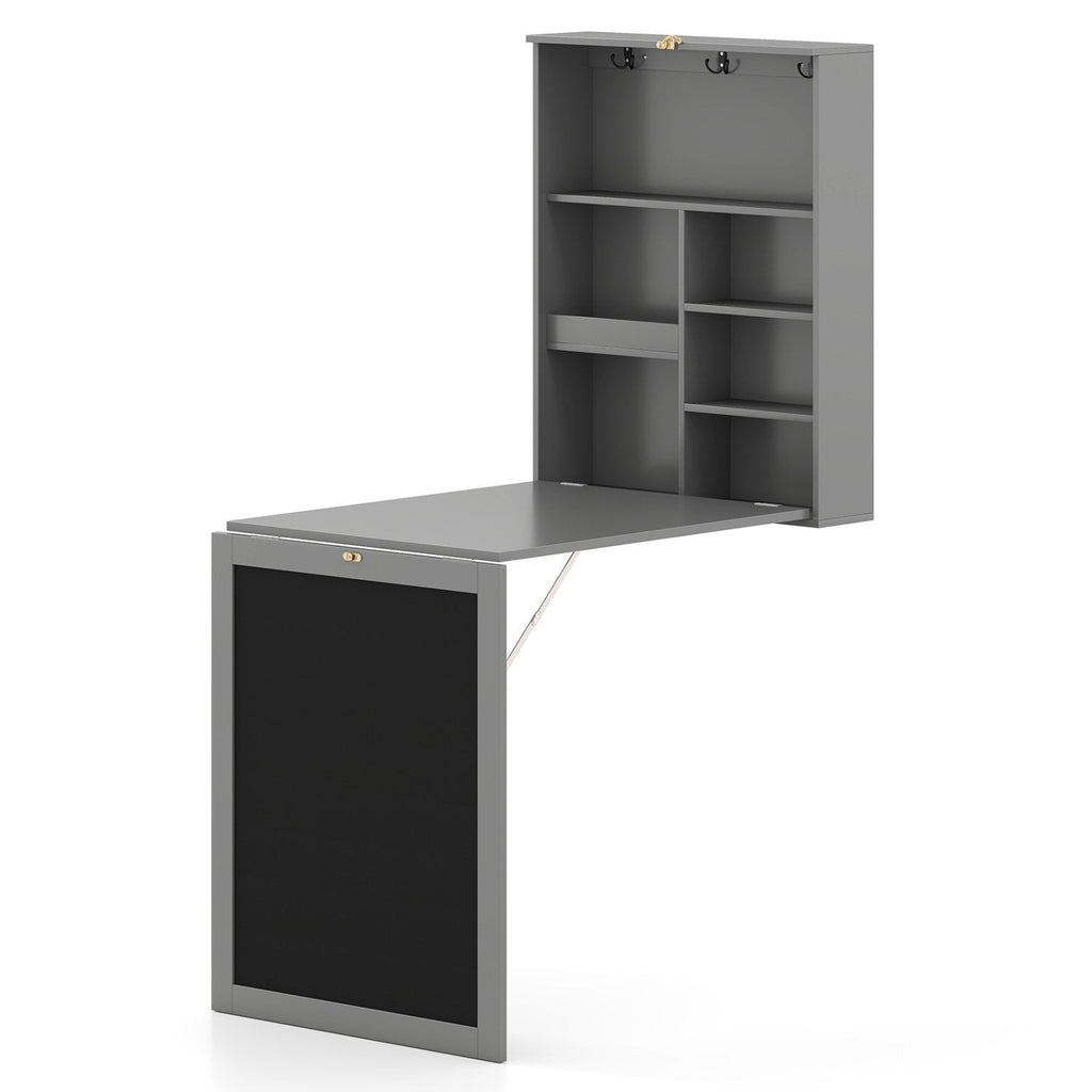 Mesa abatible de pared con pizarra - Gris