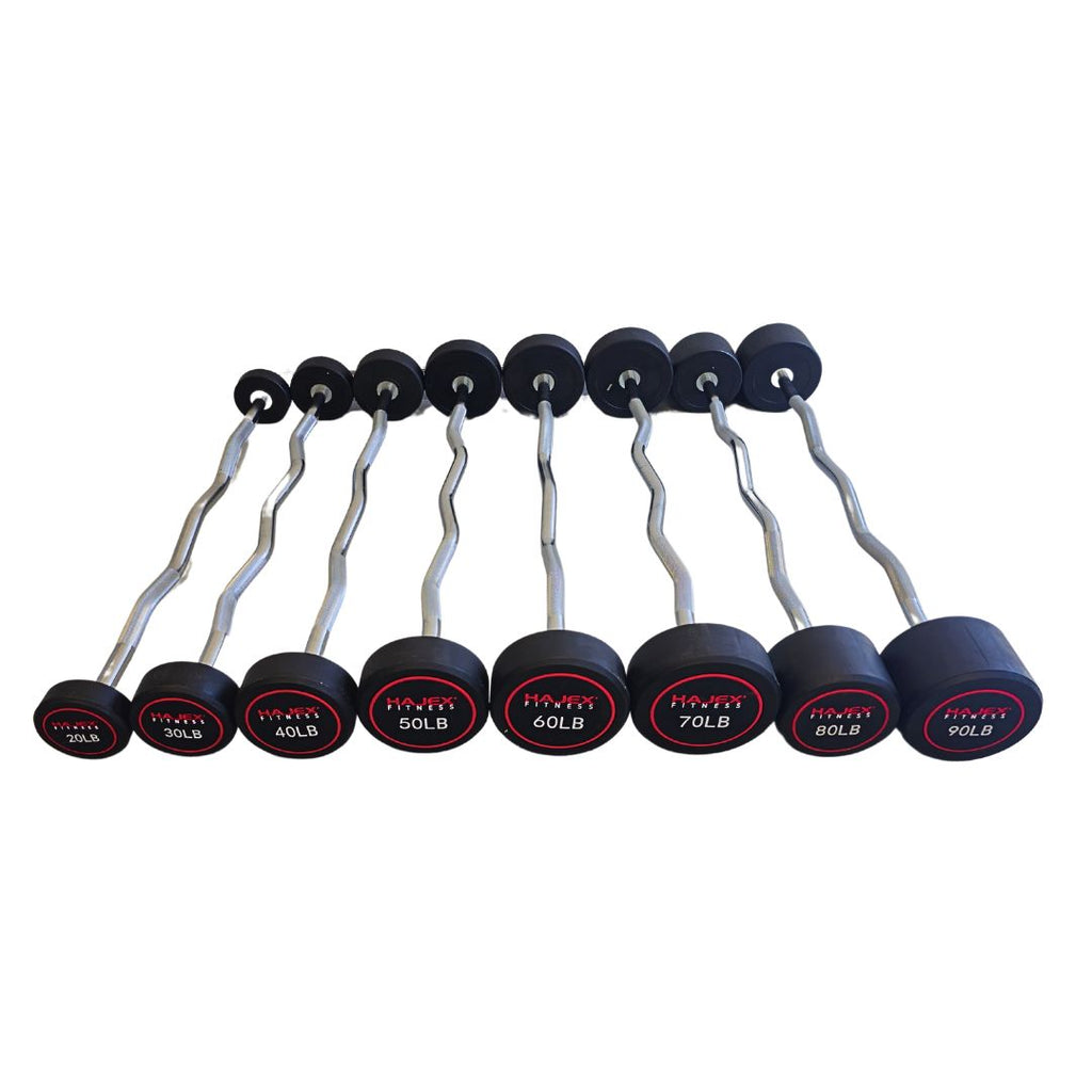 HAJEX Straight and EZ Curl Fixed Round Head Weight Barbells - Single Bars or Full Sets, 20 to 150 LB