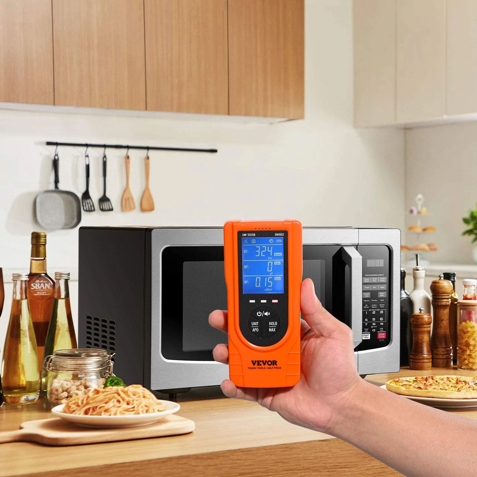 VEVOR  EMF Meter, 5Hz  3.5GHz, Handheld Rechargeable Electromagnetic Green Sir Loin