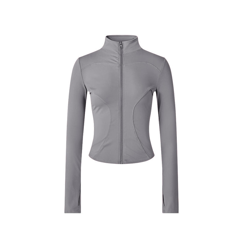 Damen-Workoutjacke mit langen Ärmeln und Reißverschluss – figurbetontes Yoga- & Fitness-Oberteil