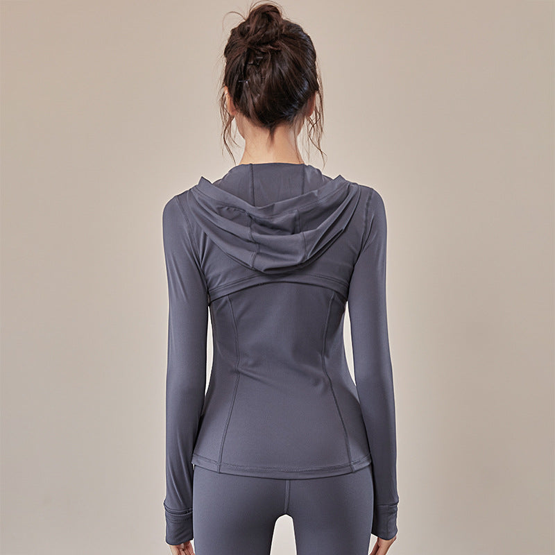 Damen-Sportbekleidung mit Kapuze – Atmungsaktive Trainingsjacke