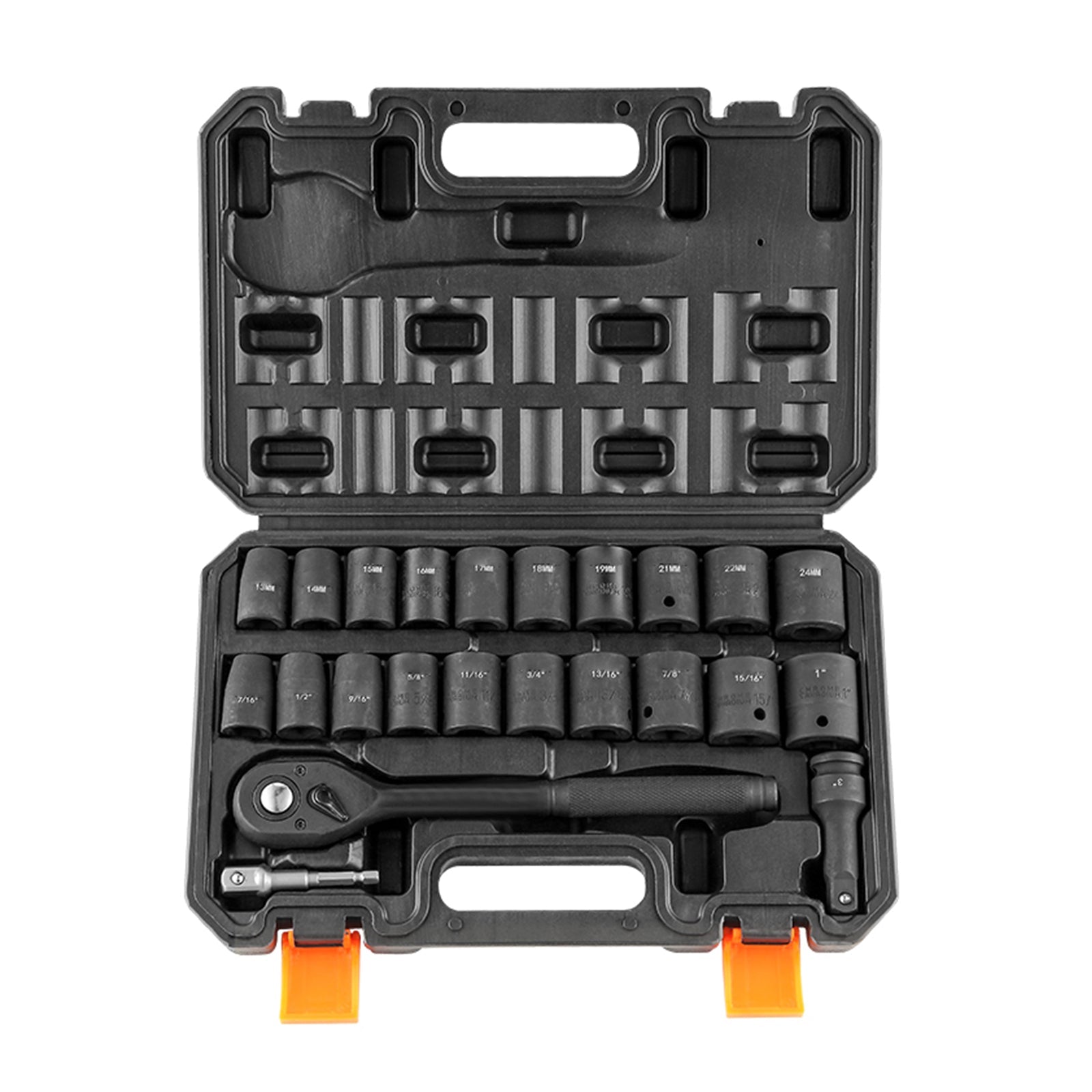 VEVOR Drive Impact Socket Set, 23 Piece Socket Set SAE 6 Point Cr-V Green Sir Loin