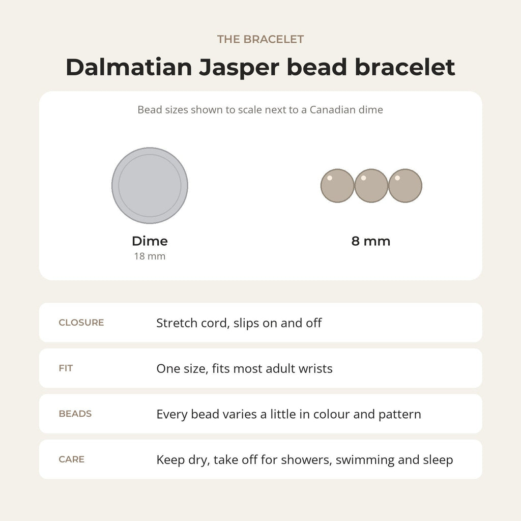 Dalmatian Jasper Round Bracelet - 8mm