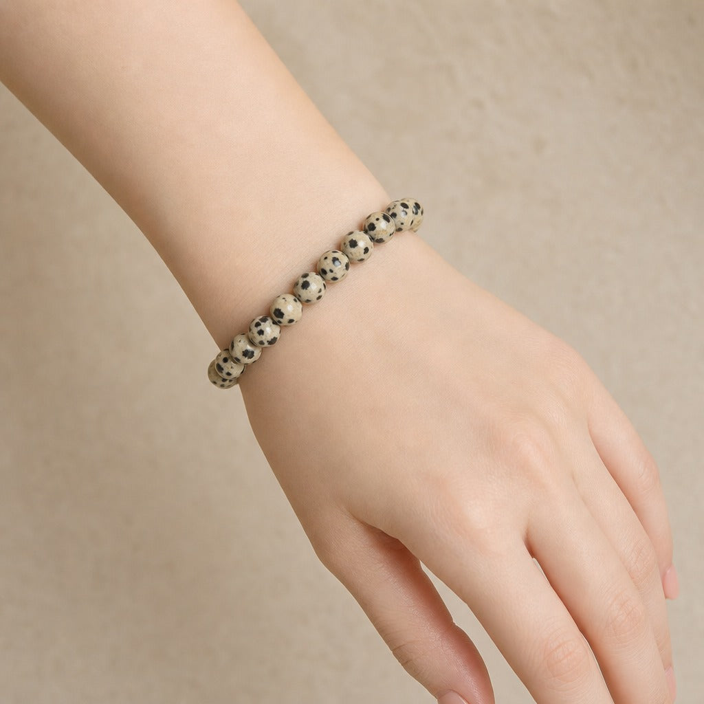Dalmatian Jasper Round Bracelet - 8mm