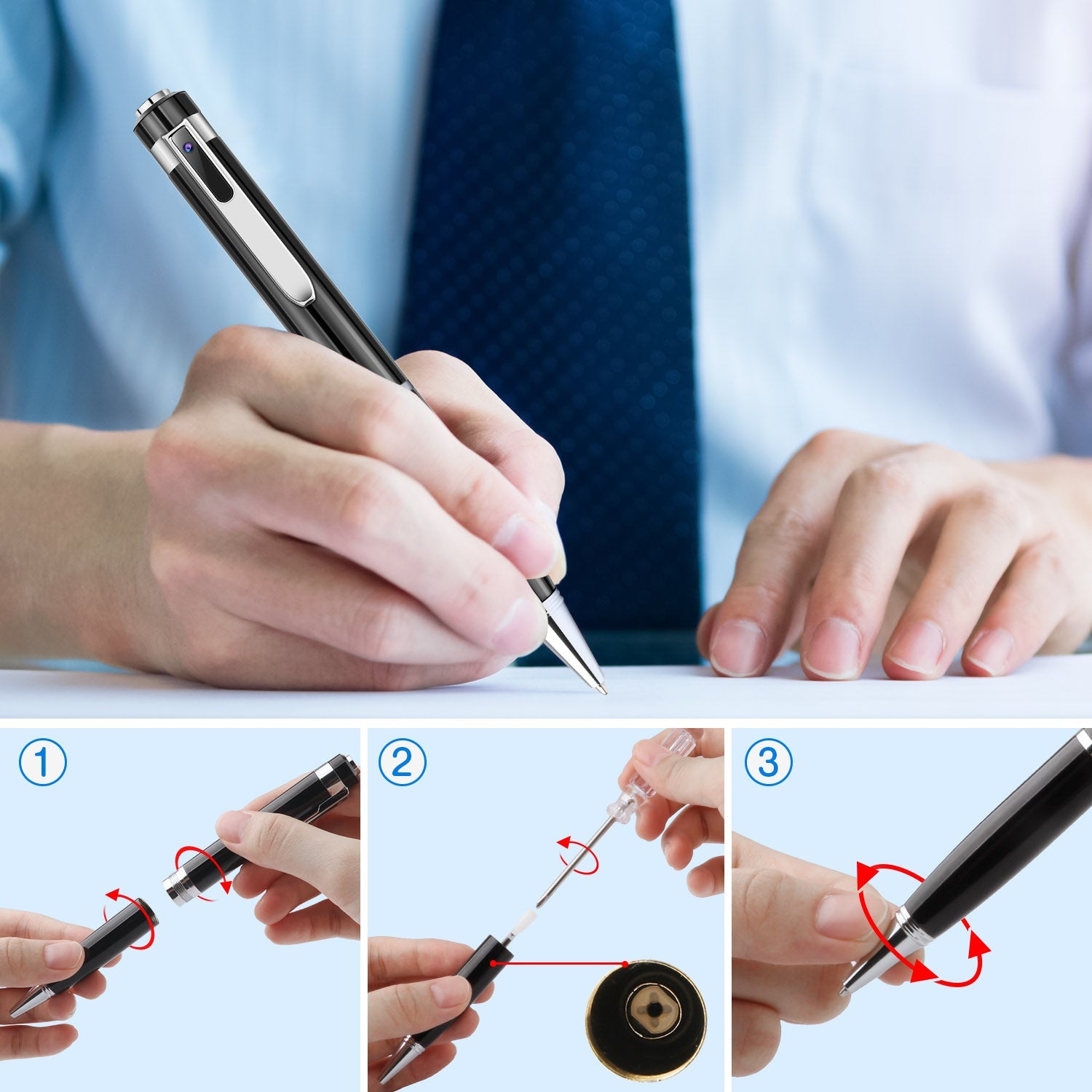 1080P HD Mini Camcorder Sports DV DVR Camcorder Hidden Camera Pen Teal Simba