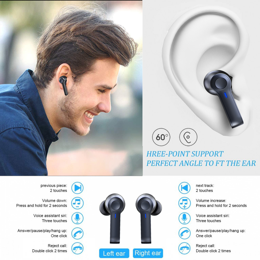 LED Display Wireless Earbuds TWS 5.0 Bluetooth Earphone Teal Simba