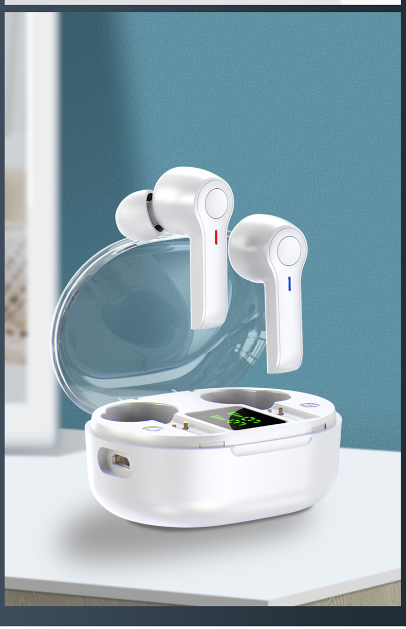 LED Display Wireless Earbuds TWS 5.0 Bluetooth Earphone Teal Simba