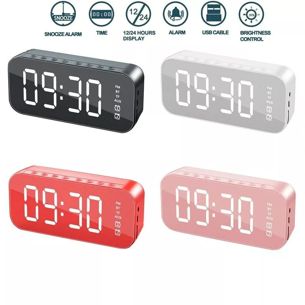 LED Display Alarm Clock Wireless Bluetooth Speakers Teal Simba