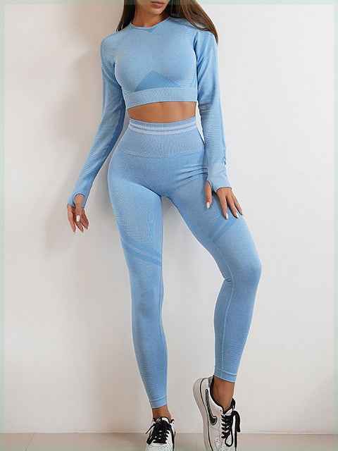 Nahtloses Sport-Set für Damen – Workout-Outfit mit Booty-Yoga-Hose
