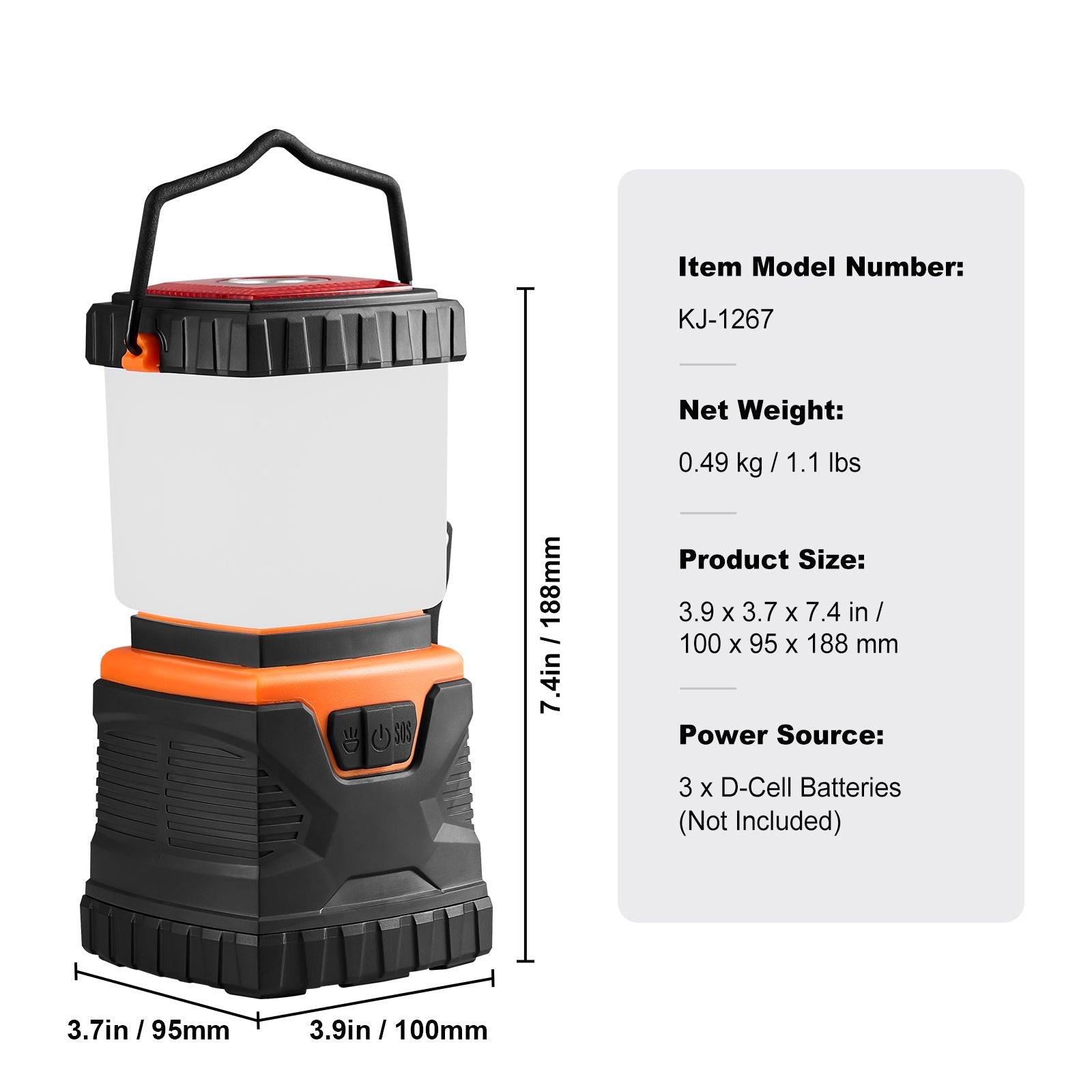 VEVOR LED Camping Lantern Battery Powered All-in-one For Exceptional Green Sir Loin