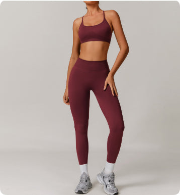 Nahtloses Damen-Yoga-Set mit Beauty-Rücken – Schnelltrocknende, eng anliegende Lauf- & Workout-Sportbekleidung