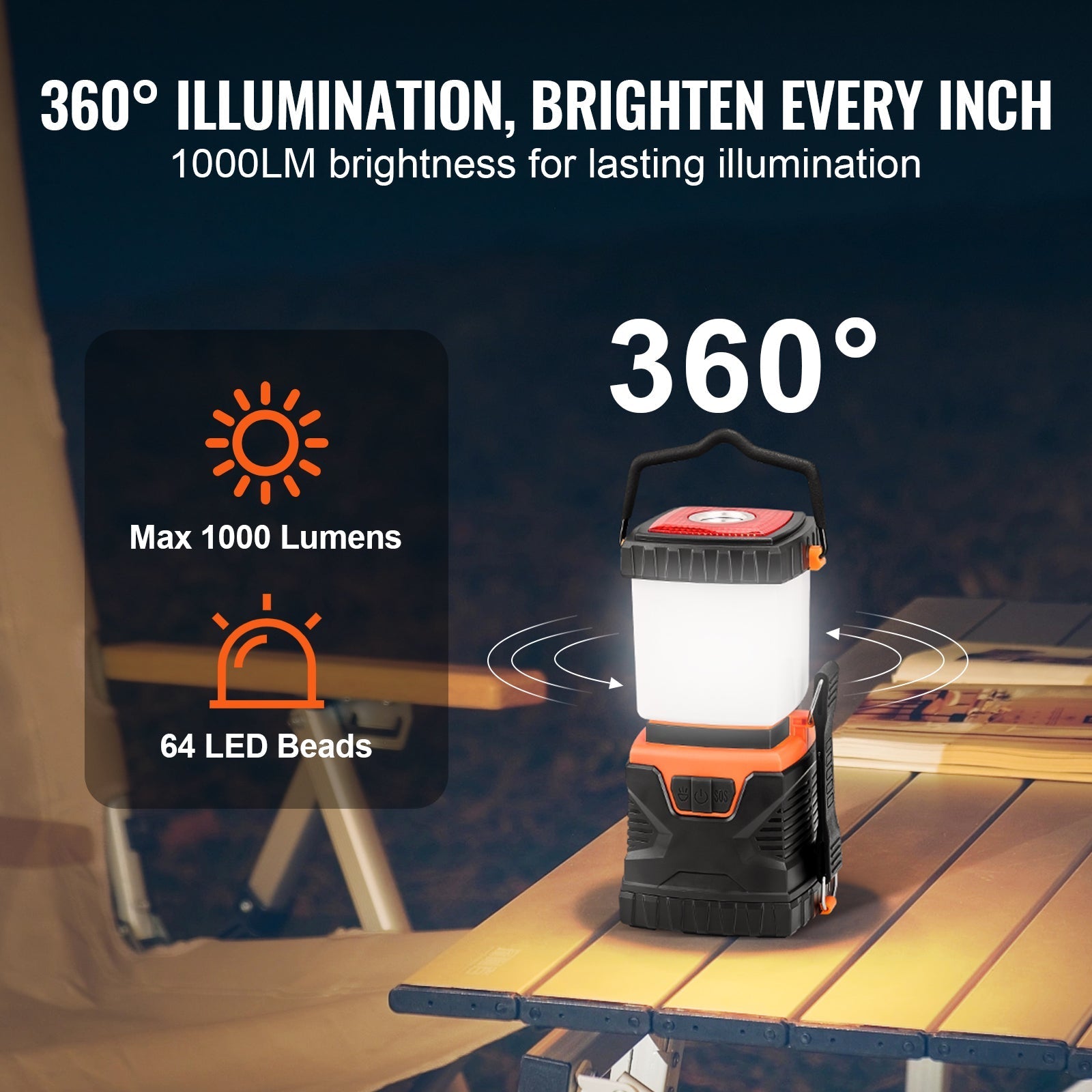VEVOR LED Camping Lantern Battery Powered All-in-one For Exceptional Green Sir Loin