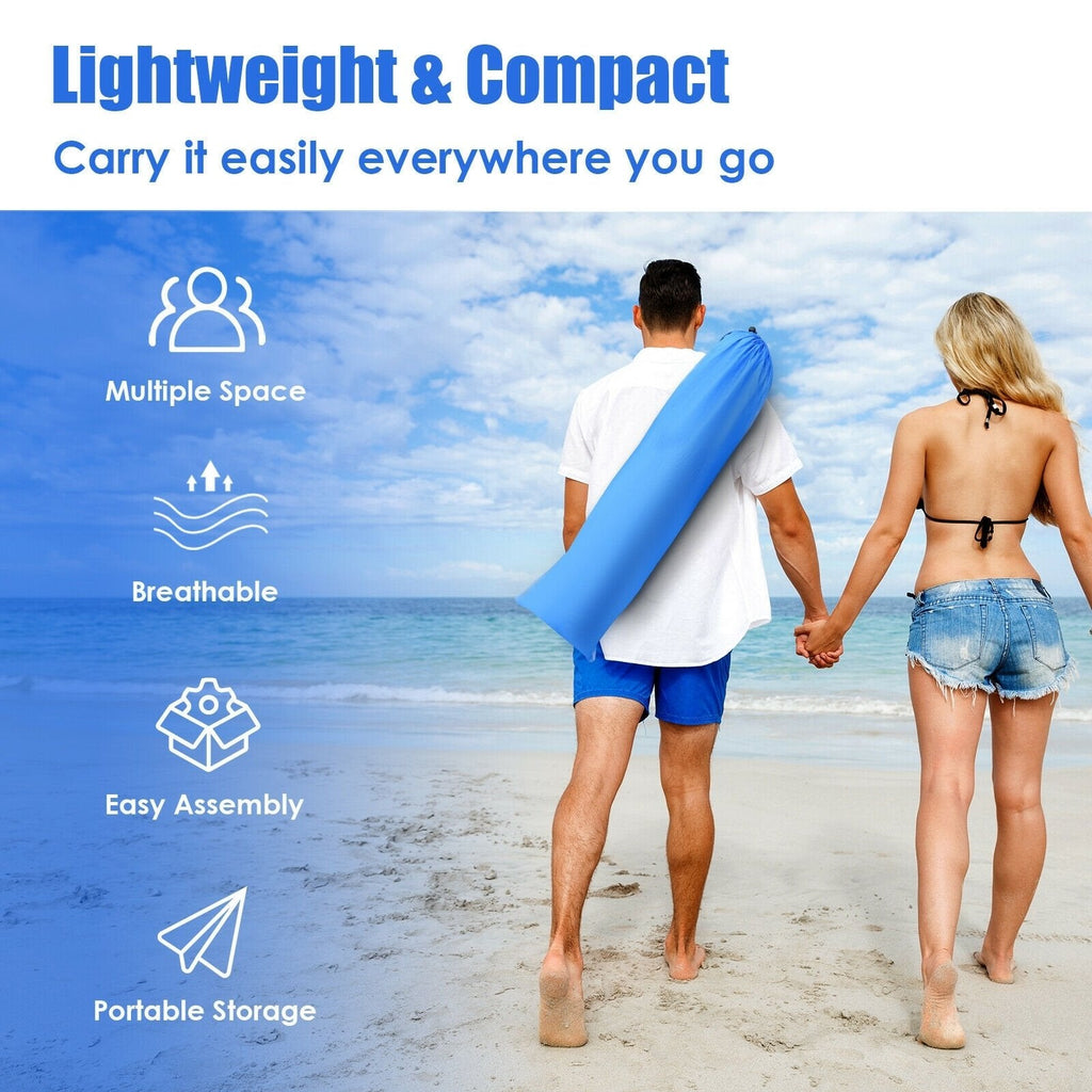 Tienda de campaña de playa emergente fácil, refugio solar portátil con protección UPF 50+, azul, para 3-4 personas