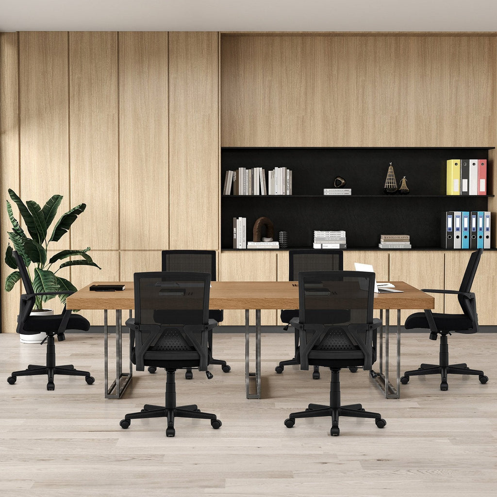 Silla de escritorio ergonómica con soporte lumbar y función de balanceo - Negra