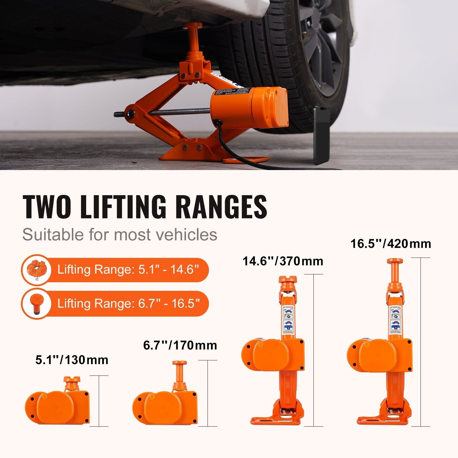 VEVOR Electric Car Jack, 3 Tons  6600 Lbs Scissor Jack With Electric Pear Daisy