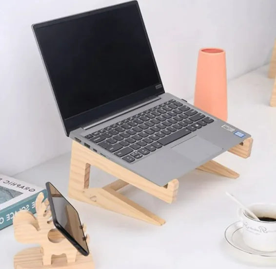 木製ノートパソコン・スマホスタンド