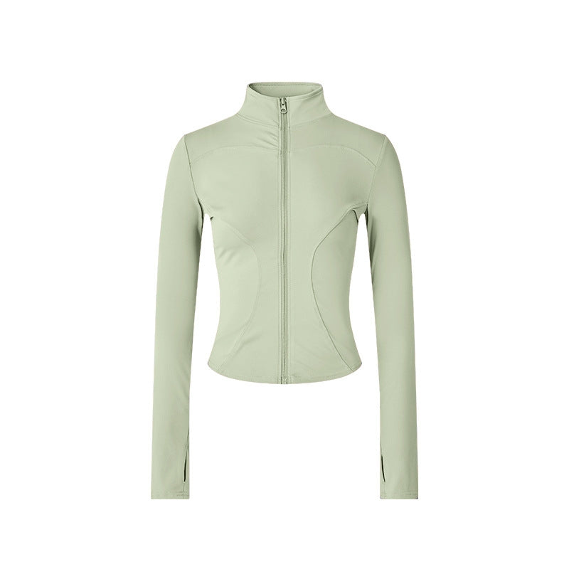 Damen-Workoutjacke mit langen Ärmeln und Reißverschluss – figurbetontes Yoga- & Fitness-Oberteil