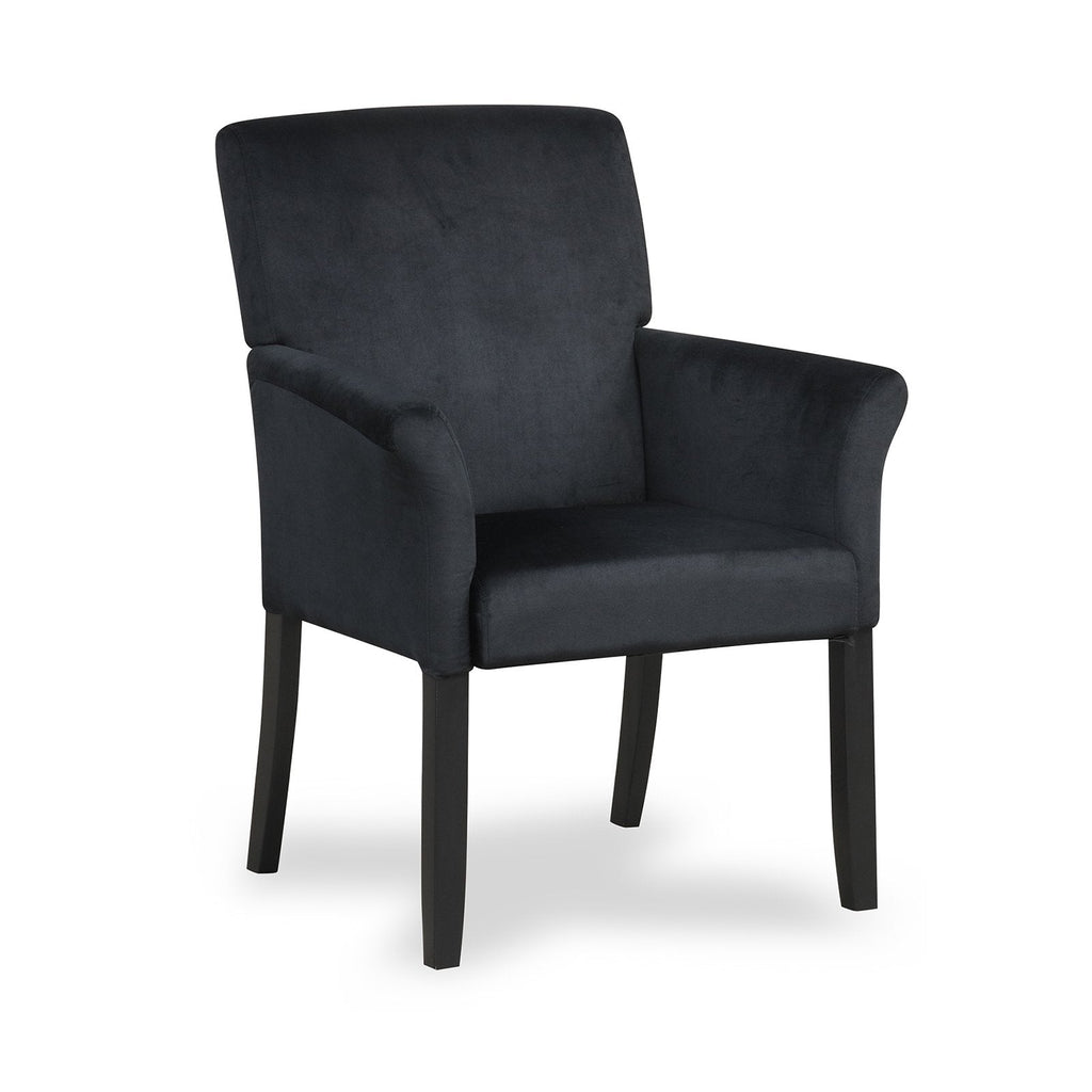 Sillón ejecutivo para visitas tapizado en tela con patas de madera de caucho-Negro