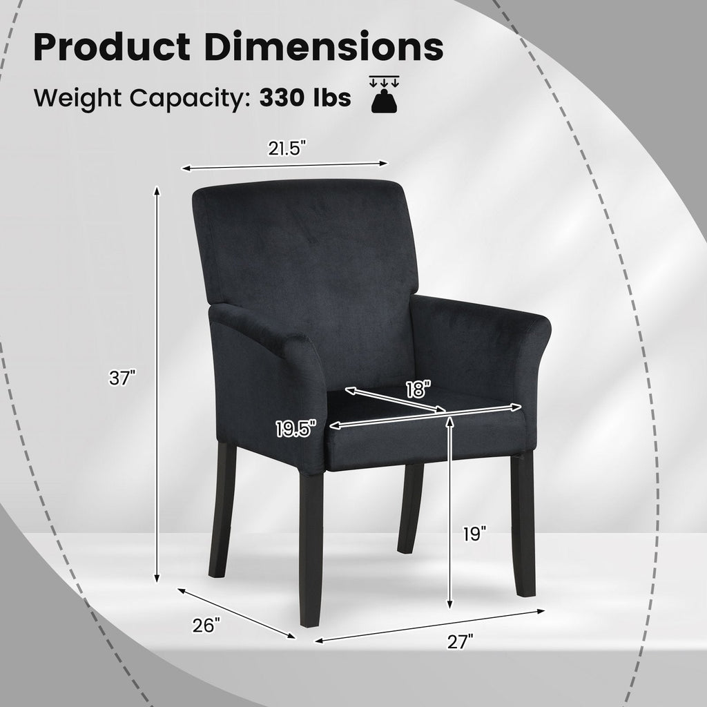 Sillón ejecutivo para visitas tapizado en tela con patas de madera de caucho-Negro