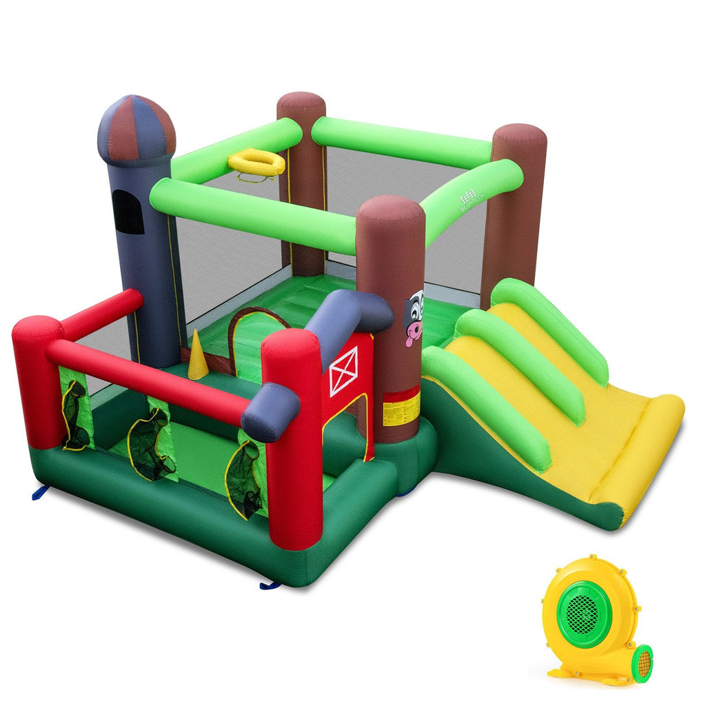 Castillo inflable rebotador con tobogán para niños 6 en 1 con cama elástica y soplador de 680 W