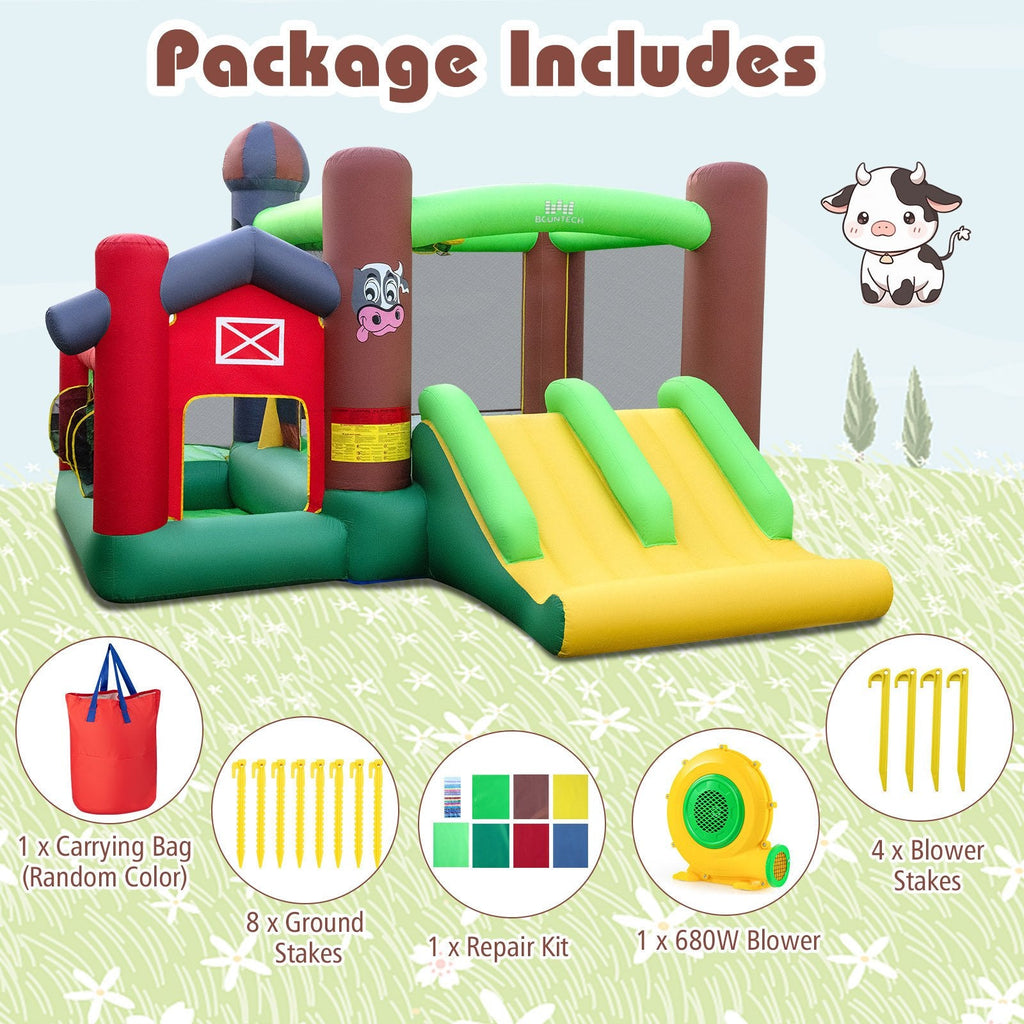 Castillo inflable rebotador con tobogán para niños 6 en 1 con cama elástica y soplador de 680 W
