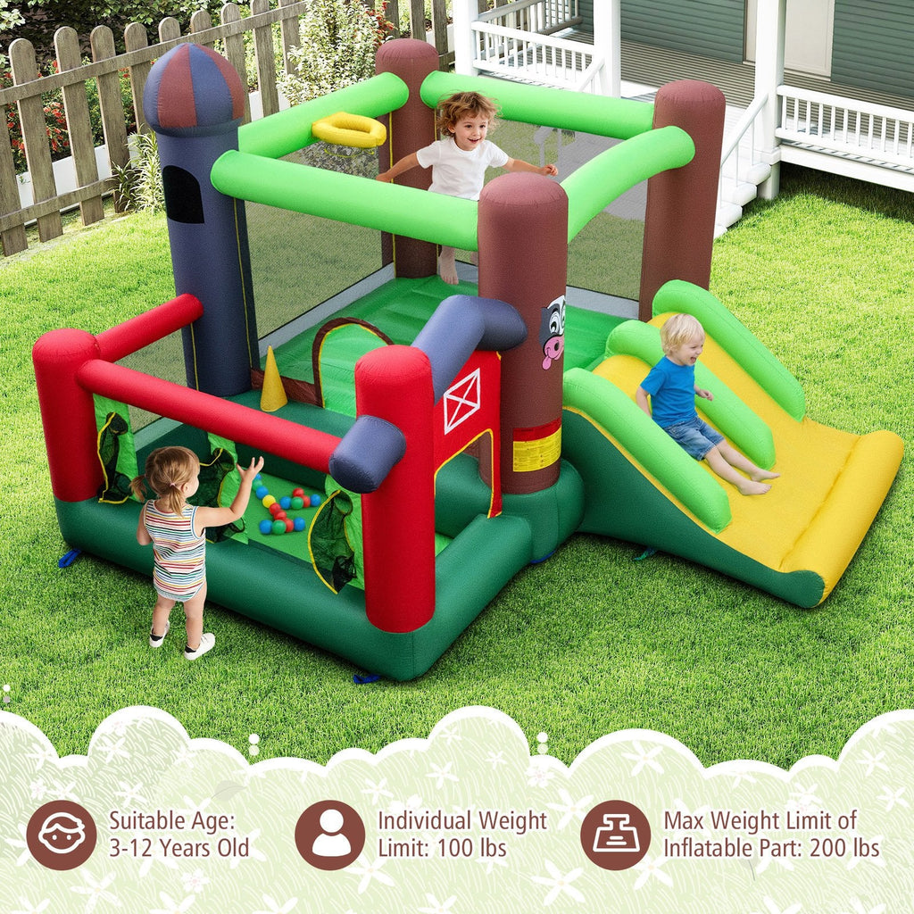 Castillo inflable rebotador con tobogán para niños 6 en 1 con cama elástica y soplador de 680 W