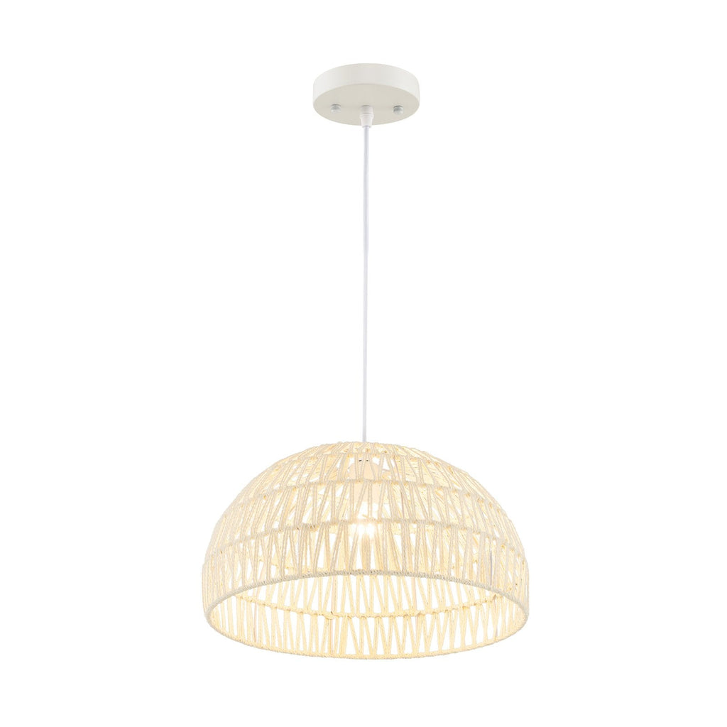 Rustikale Rattan-Pendelleuchten mit verstellbarem Aufhängeseil – Beige