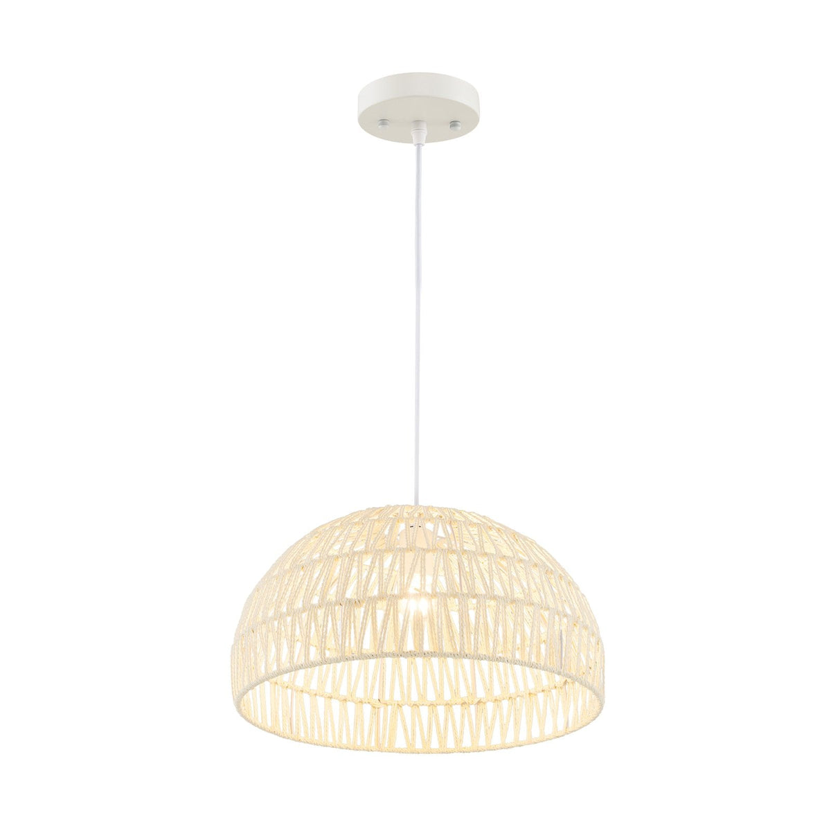 Rustikale Rattan-Pendelleuchten mit verstellbarem Aufhängeseil – Beige