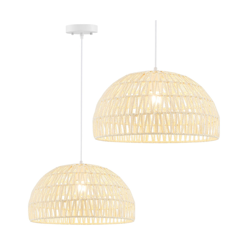 Rustikale Rattan-Pendelleuchten mit verstellbarem Aufhängeseil – Beige