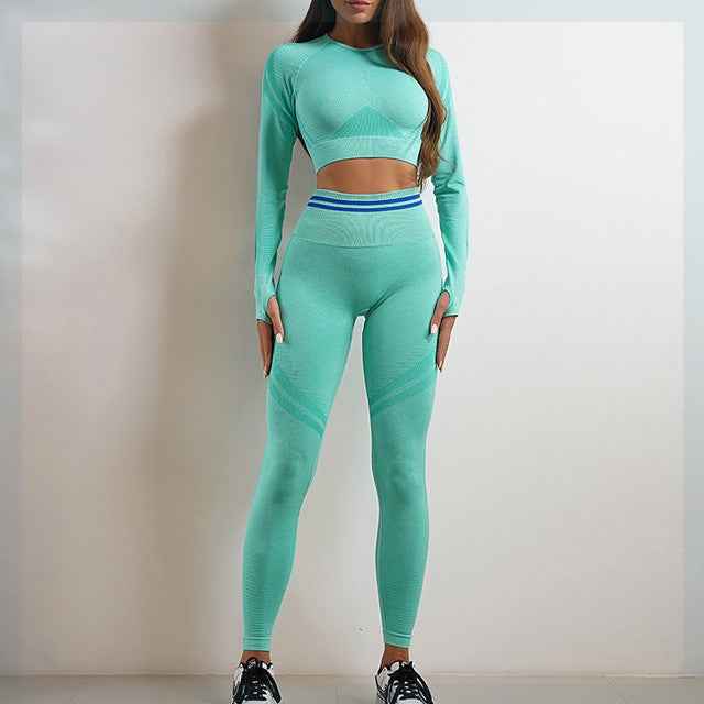 Nahtloses Sport-Set für Damen – Workout-Outfit mit Booty-Yoga-Hose