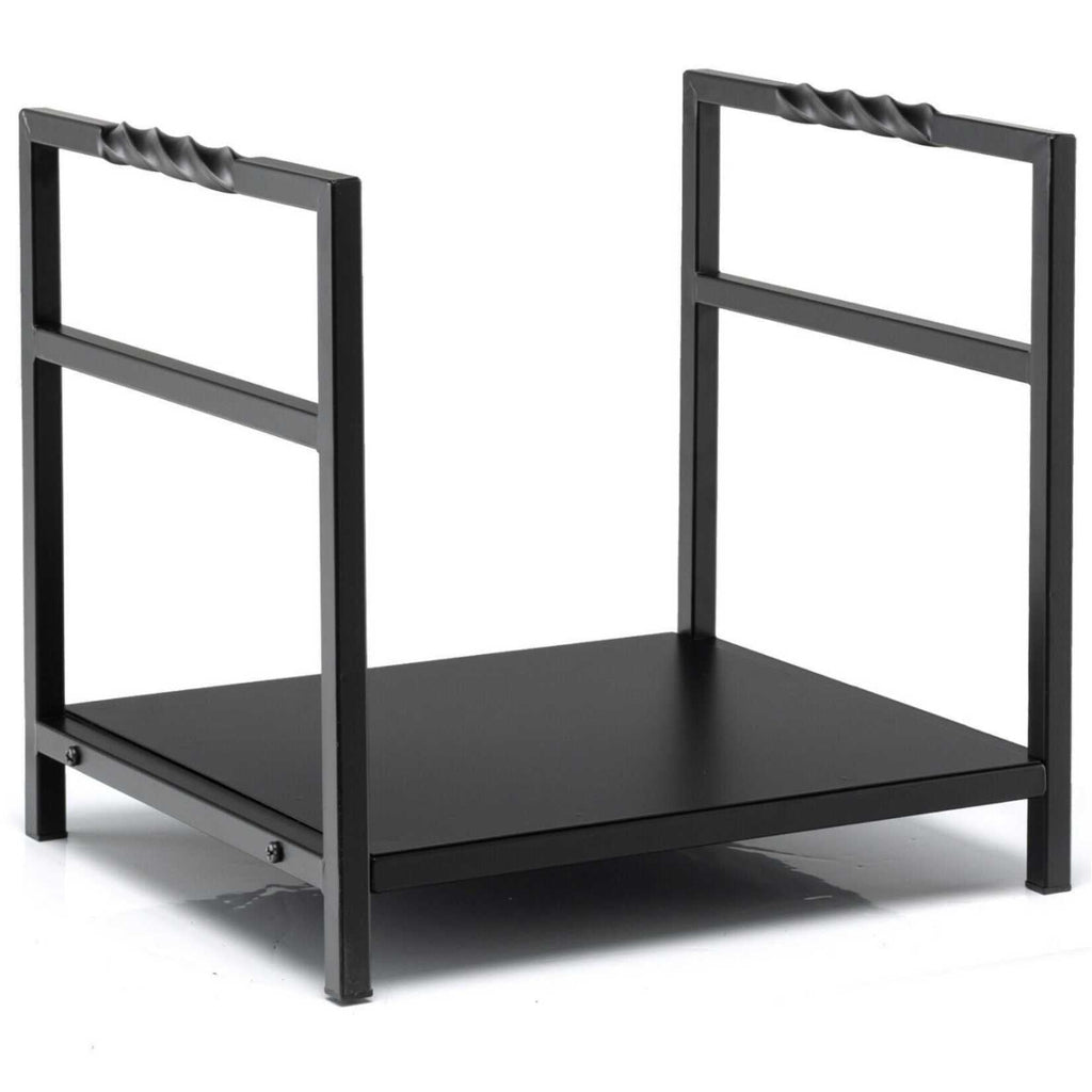 Leñero con asa única y patas elevadas-Negro