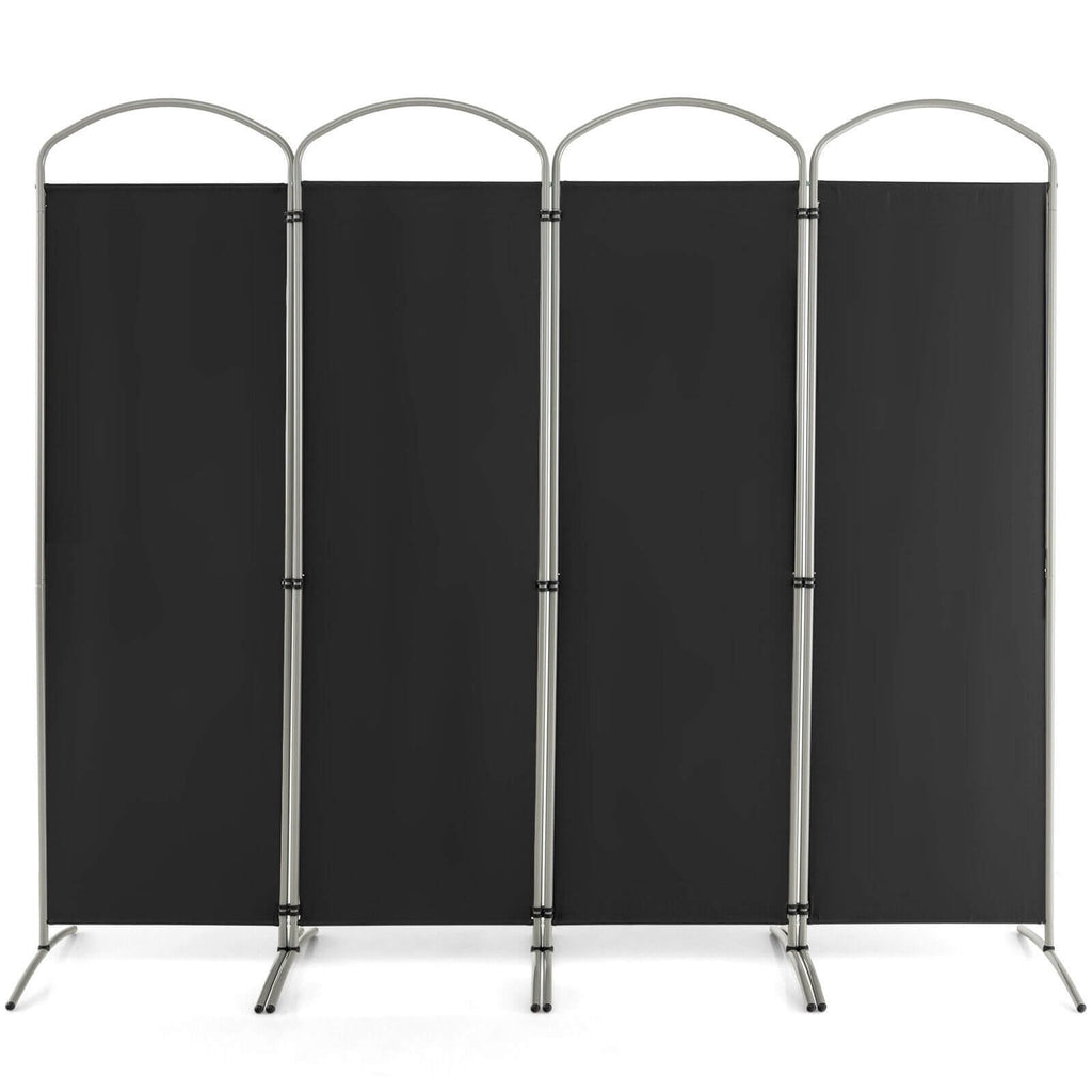 Biombo separador de ambientes de 4 paneles para oficina en casa o sala de estar, color negro