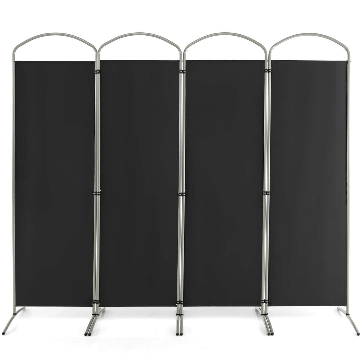 Biombo separador de ambientes de 4 paneles para oficina en casa o sala de estar, color negro