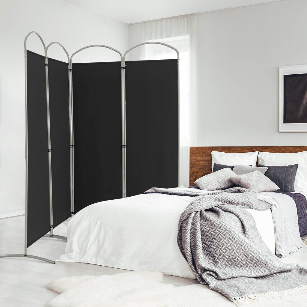 Biombo separador de ambientes de 4 paneles para oficina en casa o sala de estar, color negro