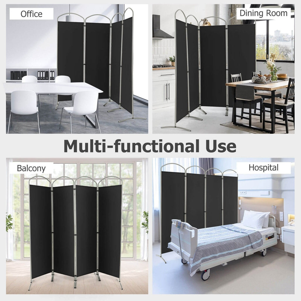 Biombo separador de ambientes de 4 paneles para oficina en casa o sala de estar, color negro