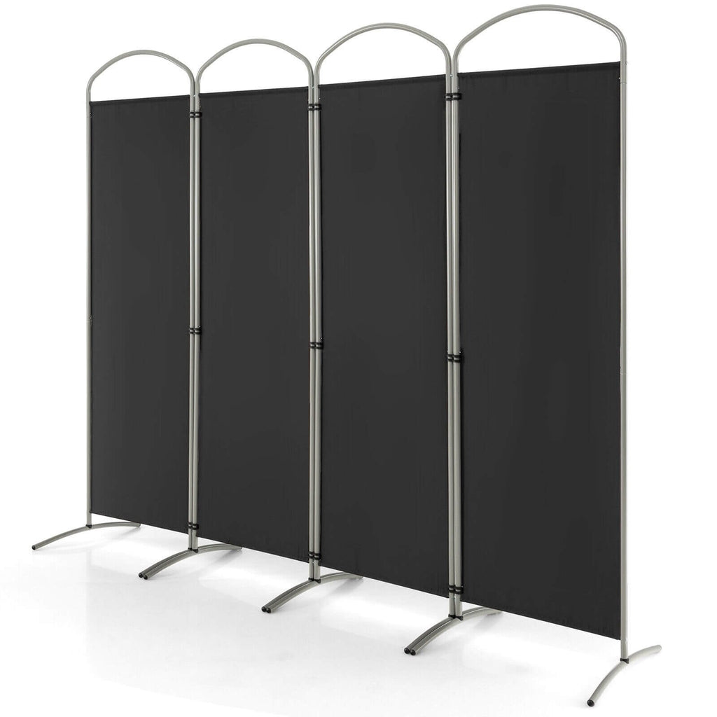 Biombo separador de ambientes de 4 paneles para oficina en casa o sala de estar, color negro