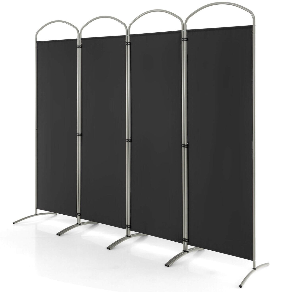 Biombo separador de ambientes de 4 paneles para oficina en casa o sala de estar, color negro