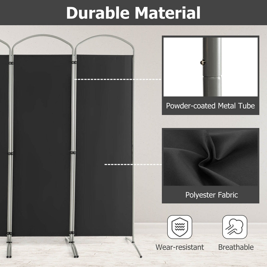 Biombo separador de ambientes de 4 paneles para oficina en casa o sala de estar, color negro