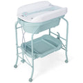 Table à langer pliable pour bébé avec baignoire et 4 roulettes universelles - Bleue